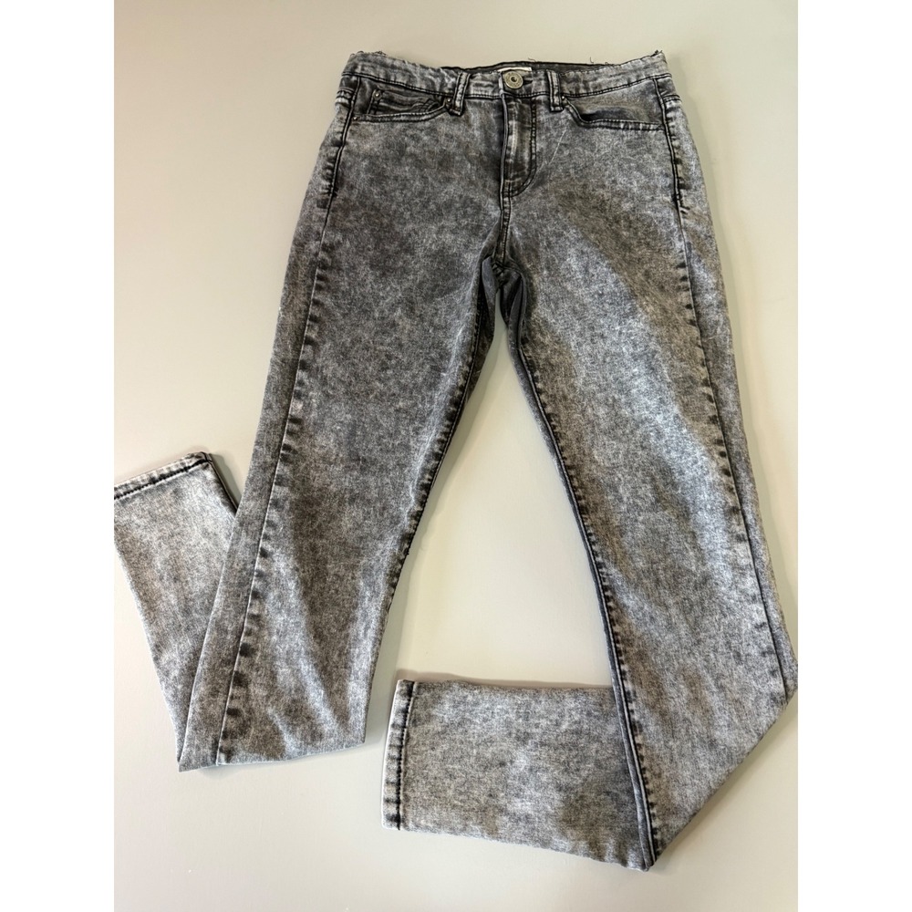 Vintage Mudd Womens Grey Acid Wash Skinny Jeans Size 7 Y2K Denim Pants